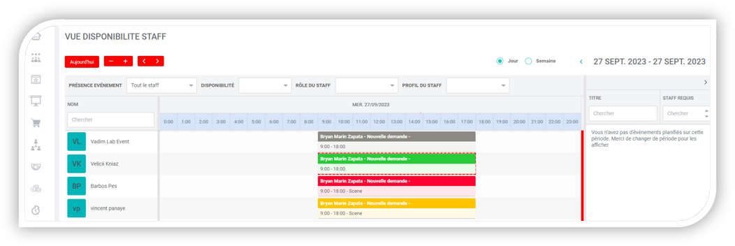 Disponibilité Staff - Lab Event