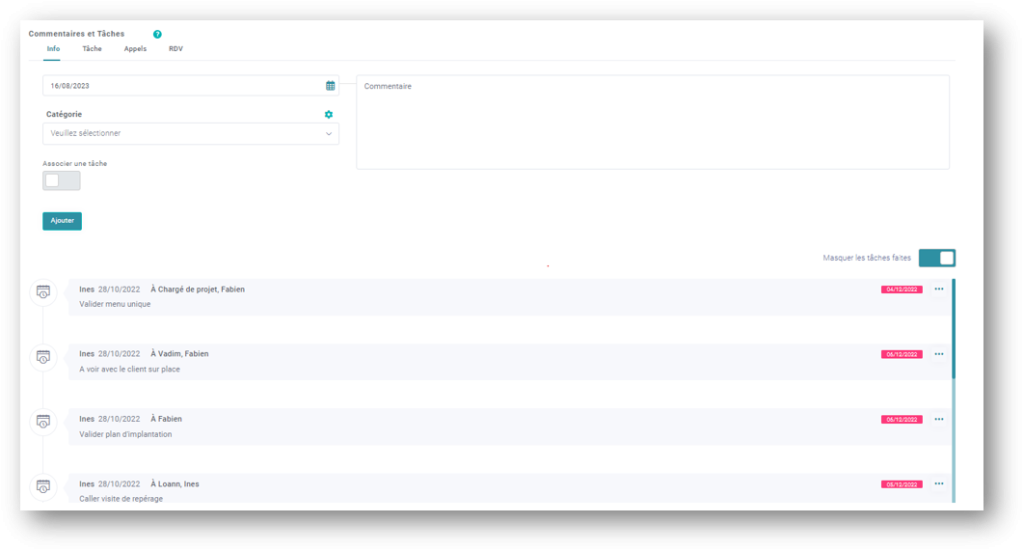 suivi des activités avec le client 