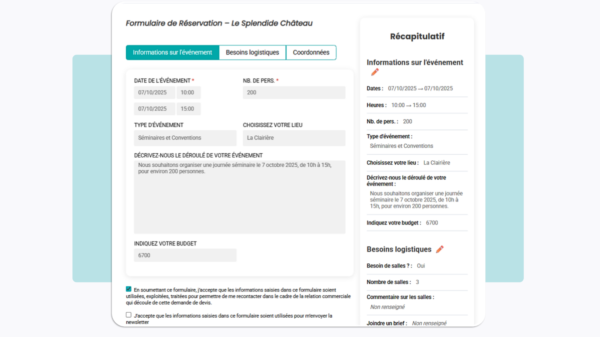 Formulaire de demande lab event Formulaire de demande lab event