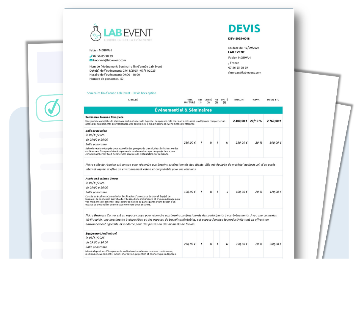 Devis événement lab event